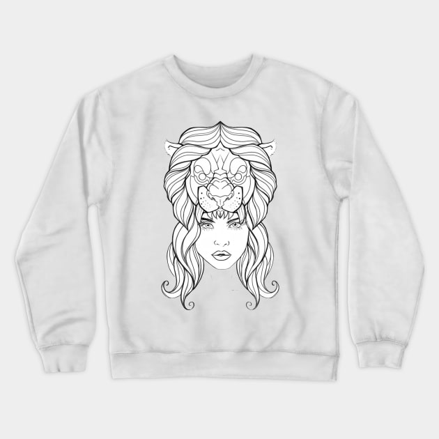 Lion girl Crewneck Sweatshirt by trainwreck911